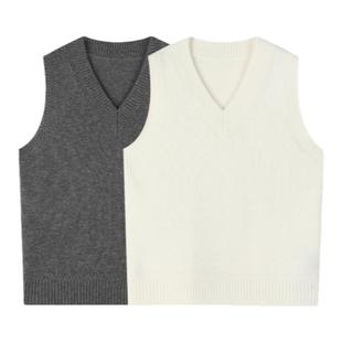 华吉言【多云转晴】全羊毛V领叠穿外搭针织马甲背心