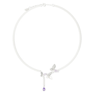 原创设计馥郁蝶梦项链小众轻奢感锆石锁骨链闺蜜礼物女友生日礼物