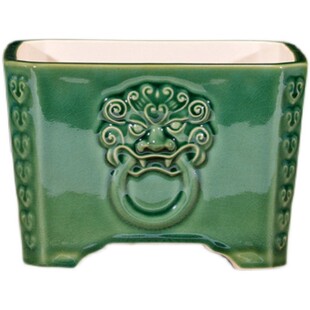 精品紫砂盆景盆正方形大号四方斗笠兽面花盆多肉盆栽冰裂釉石湾盆