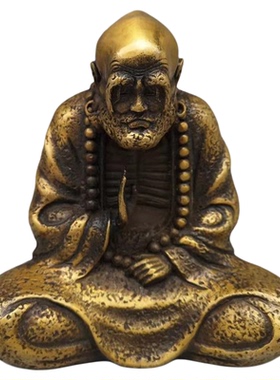 黄铜达摩摆件沉思禅意佛像祖师