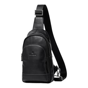 暇步士男士胸包真皮胸前斜挎包时尚休闲男士小包包多层分隔大容量