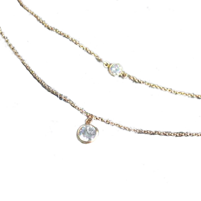 ins美国进口14K注金钻裸钻项链