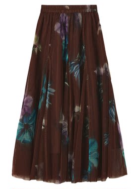 MURUA26夏季新品印花网纱半身裙