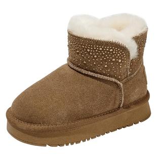 百丽童鞋女童雪地靴2025秋冬新款加绒宝宝短靴儿童大棉靴雪地棉鞋