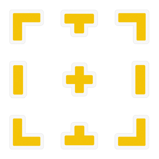 5s6s定位贴工厂车间仓库地面地上目视化管理工具物料分划区域标识黑黄警示定置提示贴PVC黄红蓝绿彩色地标线