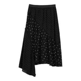 普普风黑白花不规则拼接长半裙女2024新款气质高级感20687