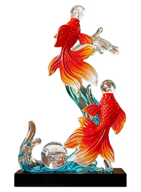 年年有鱼红锦鲤摆件客厅轻奢高档