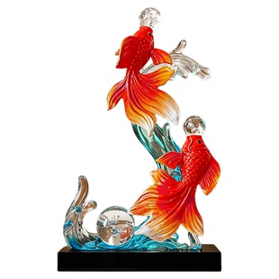 年年有鱼红锦鲤摆件客厅轻奢高档2026新款风生水起装饰高端上档次