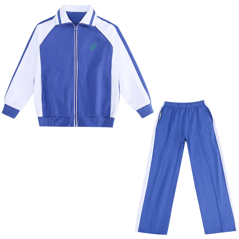 深圳小学生速干校服男童统一蓝白色儿童班服运动服女纯棉上衣裤子