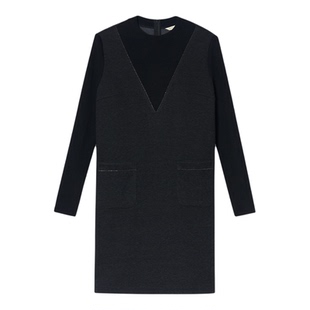 【小黑裙】诗篇专选风琴褶拼接毛织羊毛混纺连衣裙2026春季新款