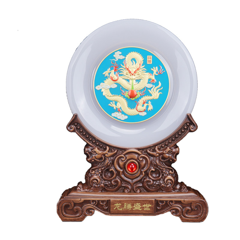 龙腾盛世琉璃玉平安扣圆盘龙年摆件高档定制商务礼品客厅酒柜装饰