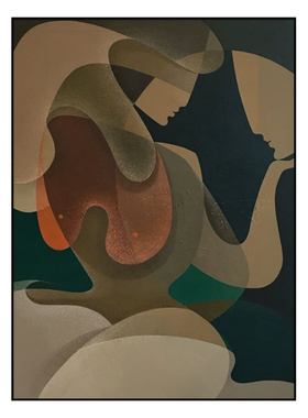 手绘抽象中古客厅餐厅装饰画油画