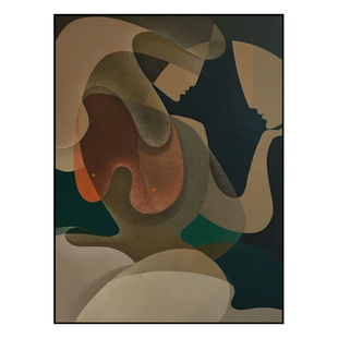 墨山造画 中古抽象唯美轻奢任务手绘油画客厅玄关小众卧室装饰画