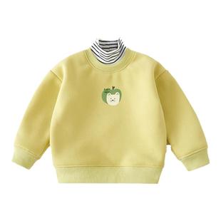 儿童加绒卫衣半高领一体绒男童2025新款打底衫宝宝保暖上衣秋冬款