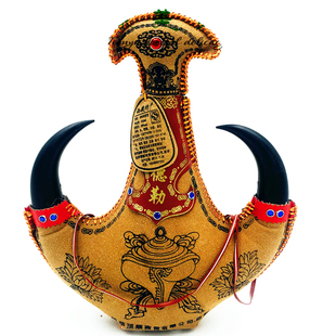 西藏特产法螺扎西德勒青稞酒52度牛皮囊牛角青稞酒清香型包邮