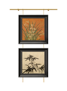 墨竹中古风黄铜轨道挂画