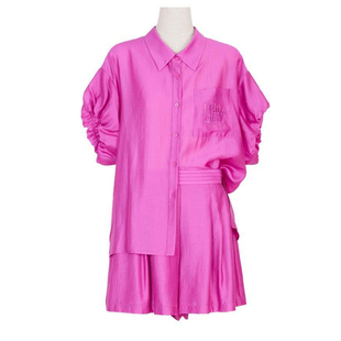 婉甸2025夏新品玫紫色短袖套装1242L05SX2