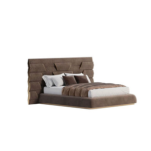 意式轻奢主卧床高级感现代设计师真皮宽屏床高端别墅大户型双人床