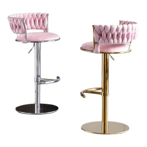 现代简约吧台椅家用升降旋转金色美式极简轻奢前台吧凳网红高脚凳