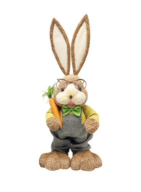 纯手工创意草编兔子客厅摆件