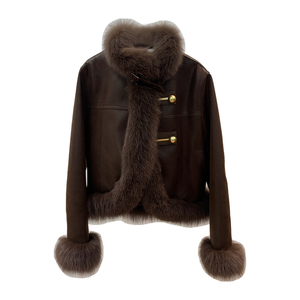 狐狸毛皮草外套女机车小个子2025新款麂皮绒鹅绒内胆羽绒夹克爆款