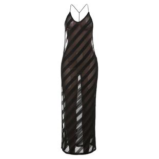 #Sisjuly# all black暗黑风性感露背虾线挂脖吊带裙女 百搭连衣裙