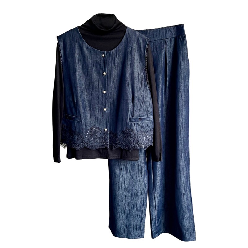 时尚气质中年妈妈长裤马甲三件套