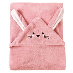 婴儿浴巾带帽斗篷珊瑚绒新生宝宝洗澡加厚比纯棉吸水超软儿童浴袍