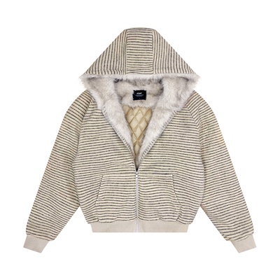 FDR官方店条纹廓形座山雕棉服