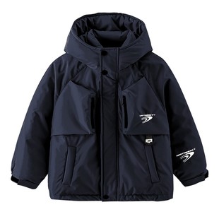 女童冬装潮酷冲锋衣工装羽绒服2025新款儿童加厚运免洗动防寒外套