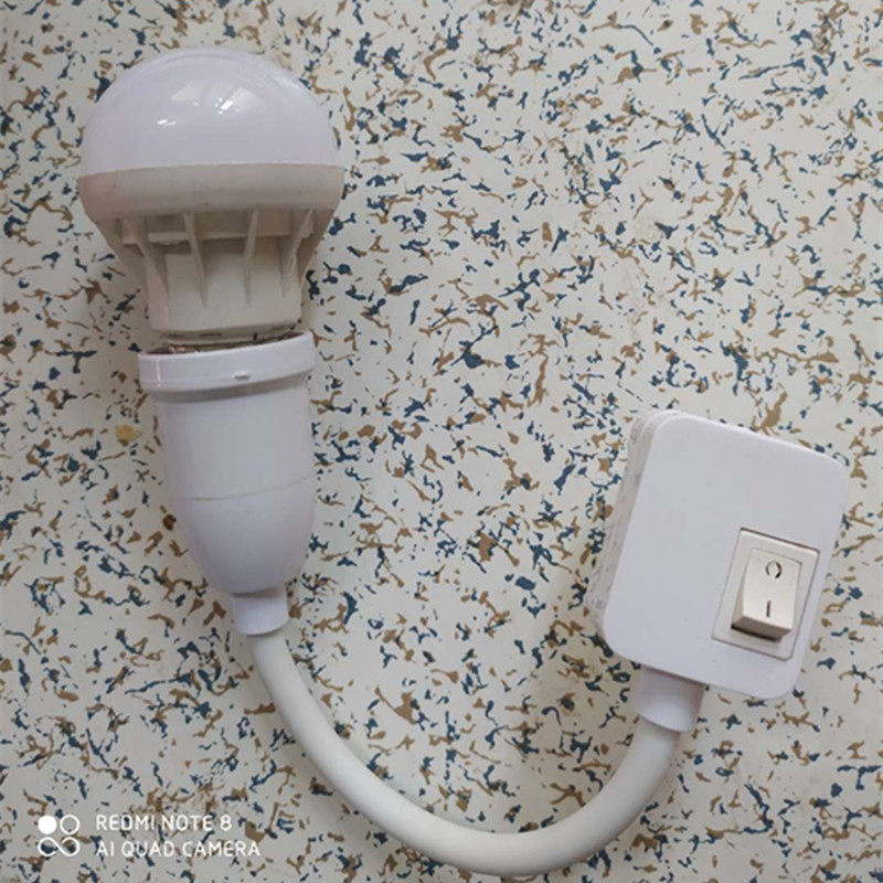 插座灯卫生间卧室床头小夜灯灯头带插销万向转弯灯座节能e27螺口