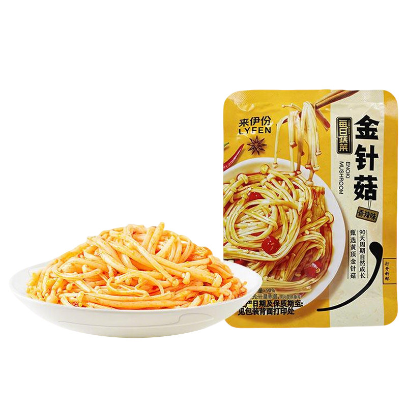 来伊份香辣金针菇520g即食下饭菜散称小包装下午茶办公休闲小零食