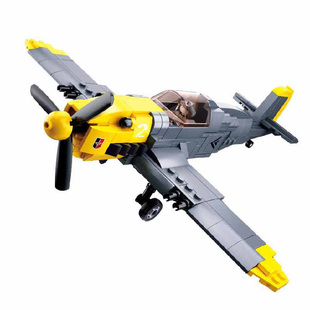 世界大战玩具德军BF109梅塞施密特战斗飞机二战男孩拼装积木模型