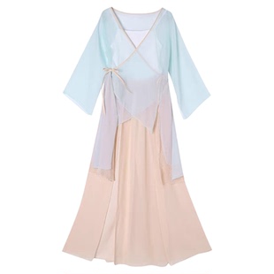 一路生花古典舞蹈表练功中国风演出服表演大摆裙飘逸身韵纱衣独舞