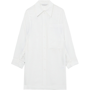 IT D'DEMOO女装中长款长袖衬衫新款质感褶皱纹理拼接上衣309497XL