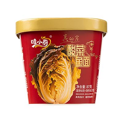 哇小厨酸菜鱼面桶装速食方便面