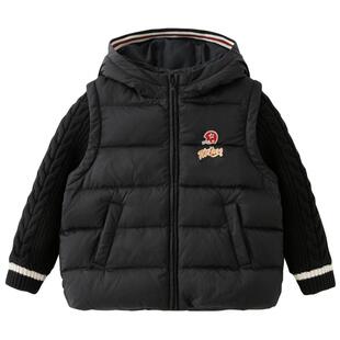 戴维贝拉男童拼接羽绒服2026冬装新款儿童三防加厚保暖外套童装男