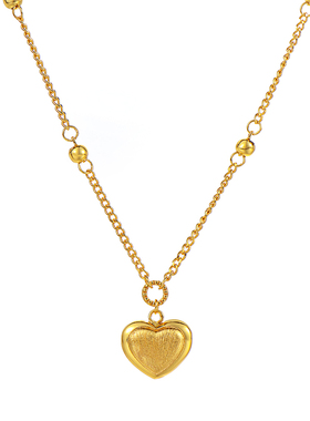 欧美金色拉丝爱心项链女