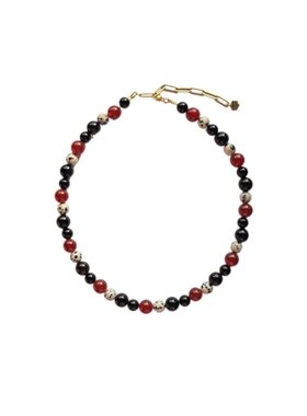 黑色红玛瑙天然石项链气质高级感