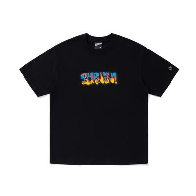 BURNIN*「WORDPLAY」火焰涂鸦印花短袖T恤宽松休闲情侣国潮牌上衣