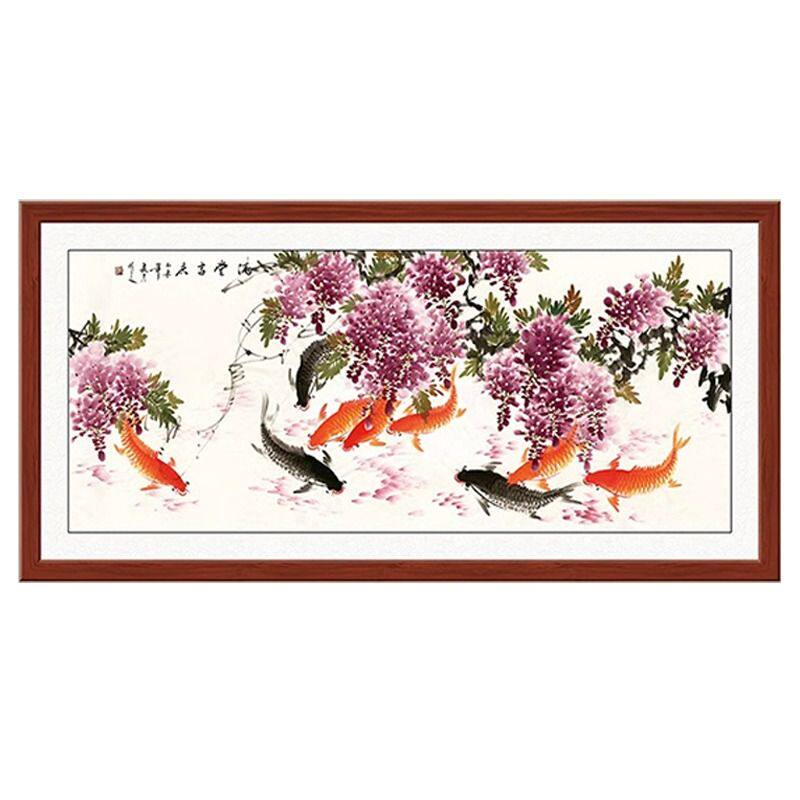 沙发背景墙装饰画客厅壁画自粘国画新中式花开富贵牡丹图墙面花鸟