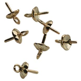 14K包金保色半孔珠托帽盖针吊坠托珍珠托半孔珠针配件珠托diy配件