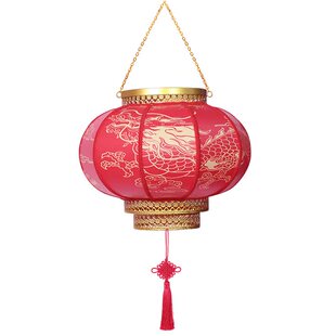 高端接电灯笼百福2026年新款大门一对户外灯庭院阳台圆形龙纹灯笼