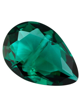 梨形横穿孔孔绿玻璃裸石 水滴形尖底吊坠镶嵌首饰品可diy