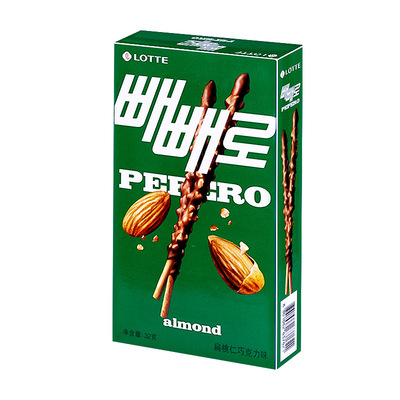 韩国乐天pepero巧克力饼干棒派派乐涂层夹心坚果曲奇儿童零食