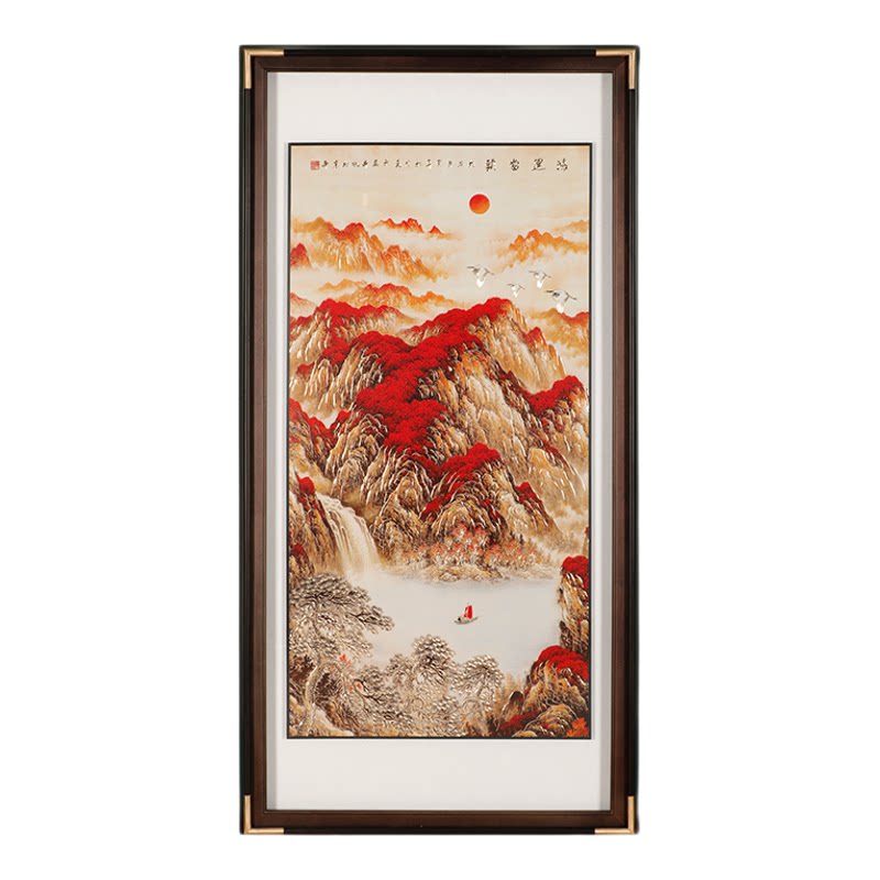手工铜雕画鸿运当头入户玄关