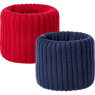 伊米伦【100%绵羊毛】儿童围巾秋冬保暖男孩女童针织保暖围脖不扎