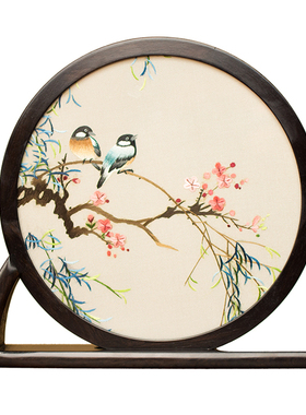 苏州手工绣花紫光精美老外摆件