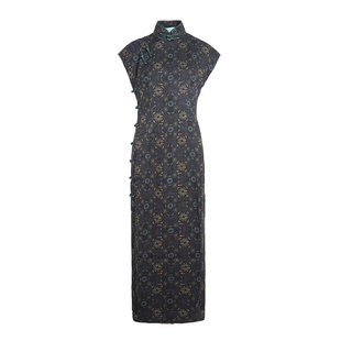 曼殊*三重门2025新款女旗袍夏季40姆米绢纺桑蚕丝香云纱日常可穿