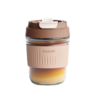 玻璃水杯女带吸管便携可爱高颜值咖啡杯子新款带盖小容量2025手提